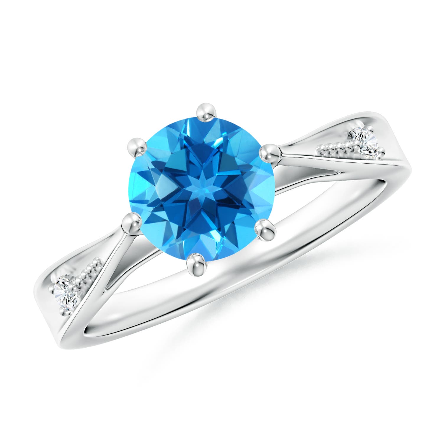 AAAA - Swiss Blue Topaz / 1.58 CT / 14 KT White Gold