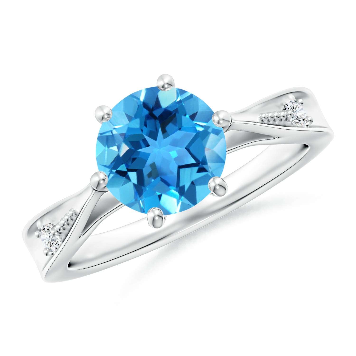 AAA - Swiss Blue Topaz / 2.39 CT / 14 KT White Gold