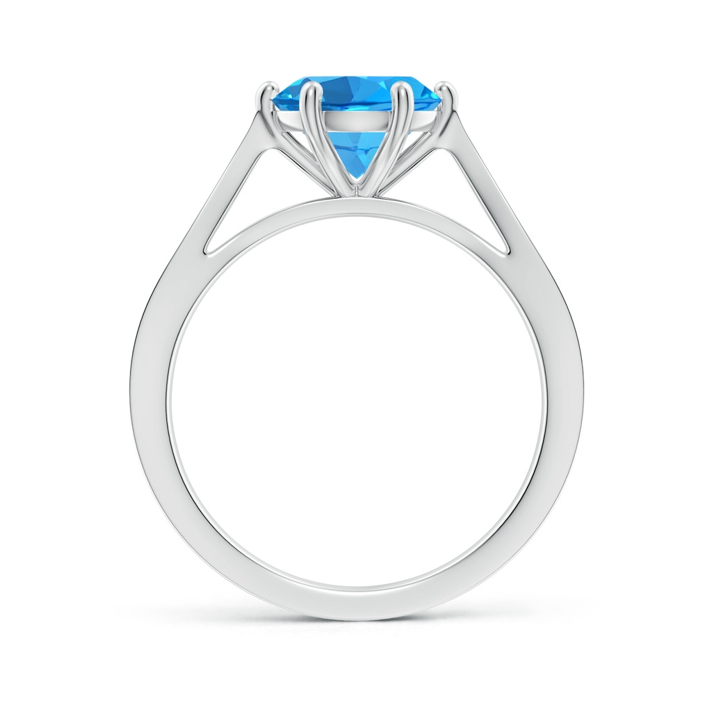 8mm AAAA Tapered Shank Swiss Blue Topaz Solitaire Ring with Diamonds in White Gold Side 199