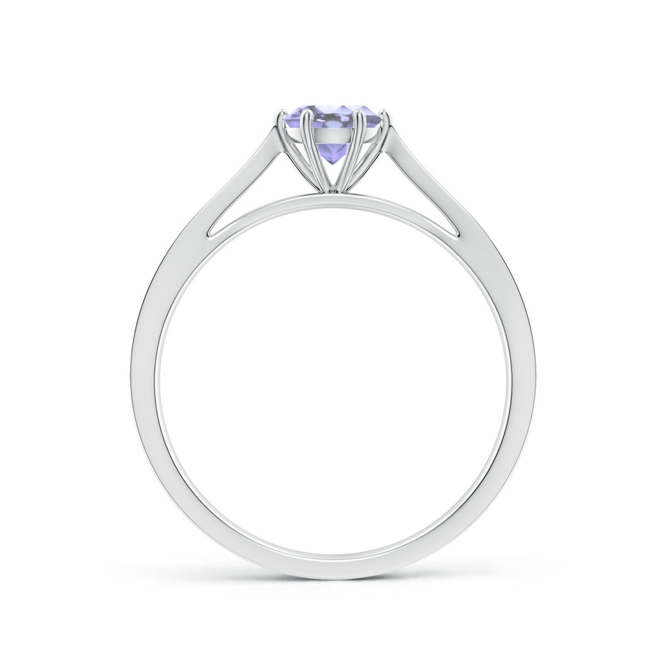 5mm A Tapered Shank Tanzanite Solitaire Ring with Diamonds in White Gold side-1