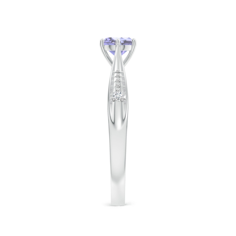 5mm A Tapered Shank Tanzanite Solitaire Ring with Diamonds in White Gold side-2