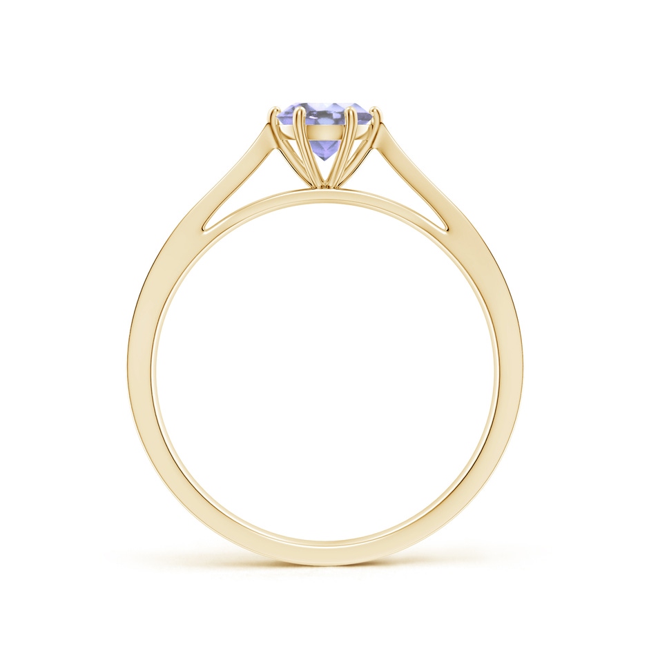 5mm A Tapered Shank Tanzanite Solitaire Ring with Diamonds in Yellow Gold side-1