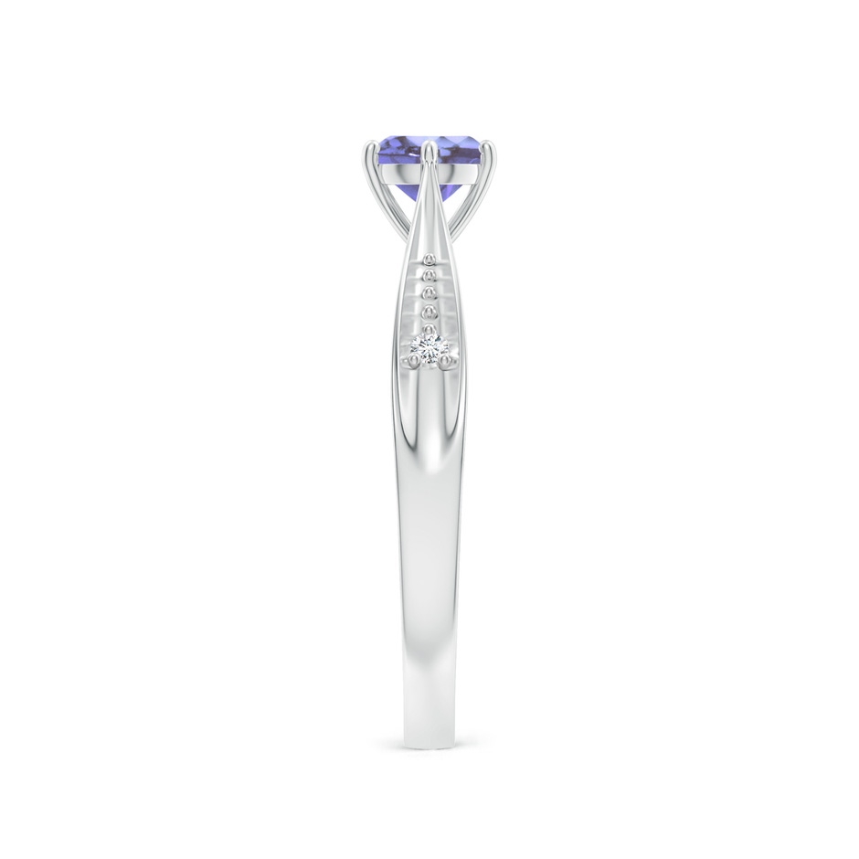 5mm AA Tapered Shank Tanzanite Solitaire Ring with Diamonds in White Gold side-2