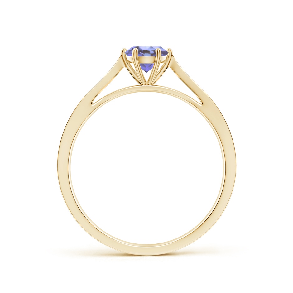 5mm AA Tapered Shank Tanzanite Solitaire Ring with Diamonds in Yellow Gold side-1