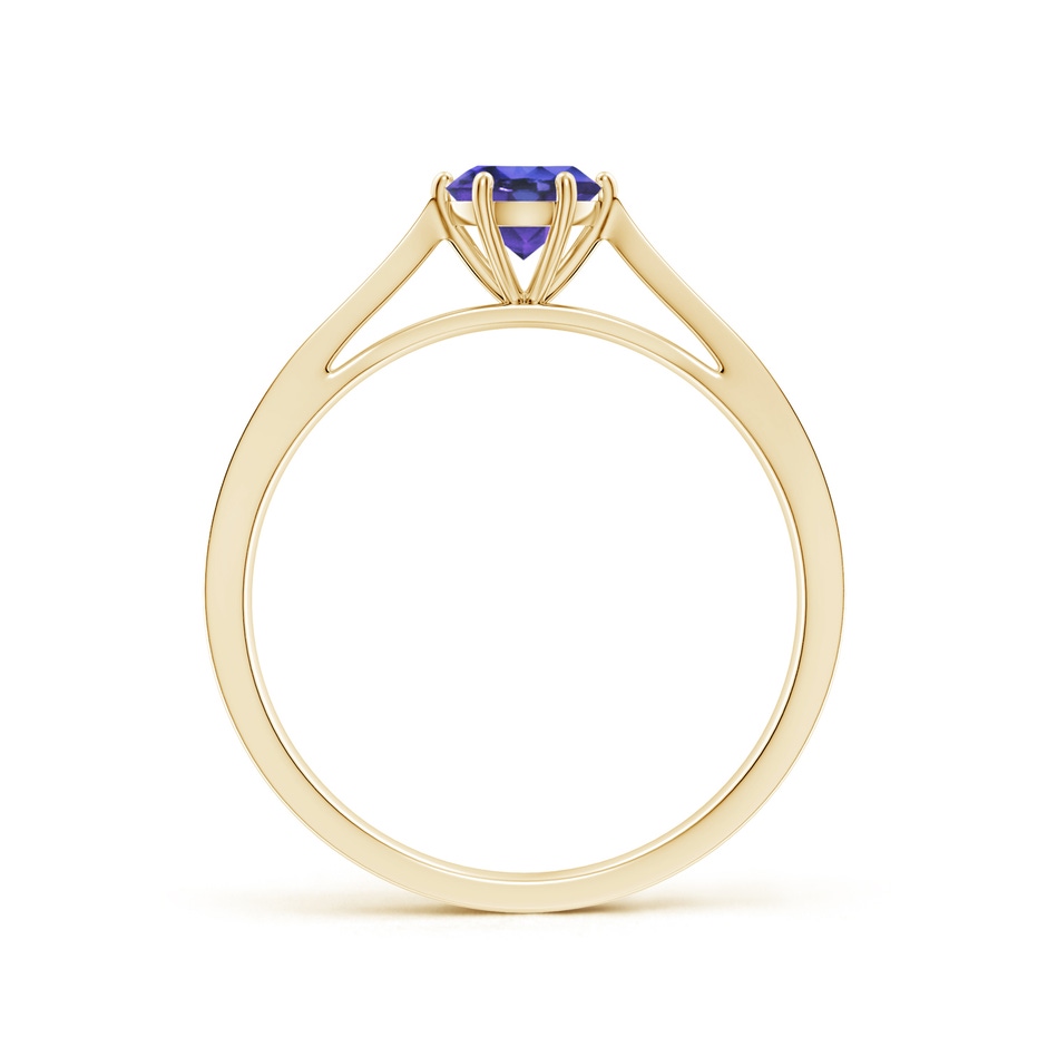 5mm AAA Tapered Shank Tanzanite Solitaire Ring with Diamonds in Yellow Gold side-1