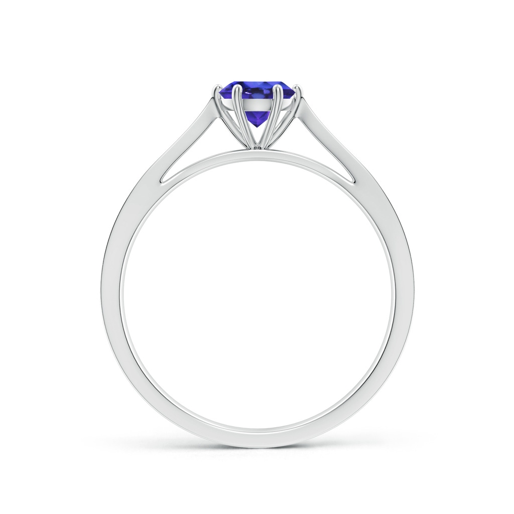 5mm AAAA Tapered Shank Tanzanite Solitaire Ring with Diamonds in P950 Platinum Side-1