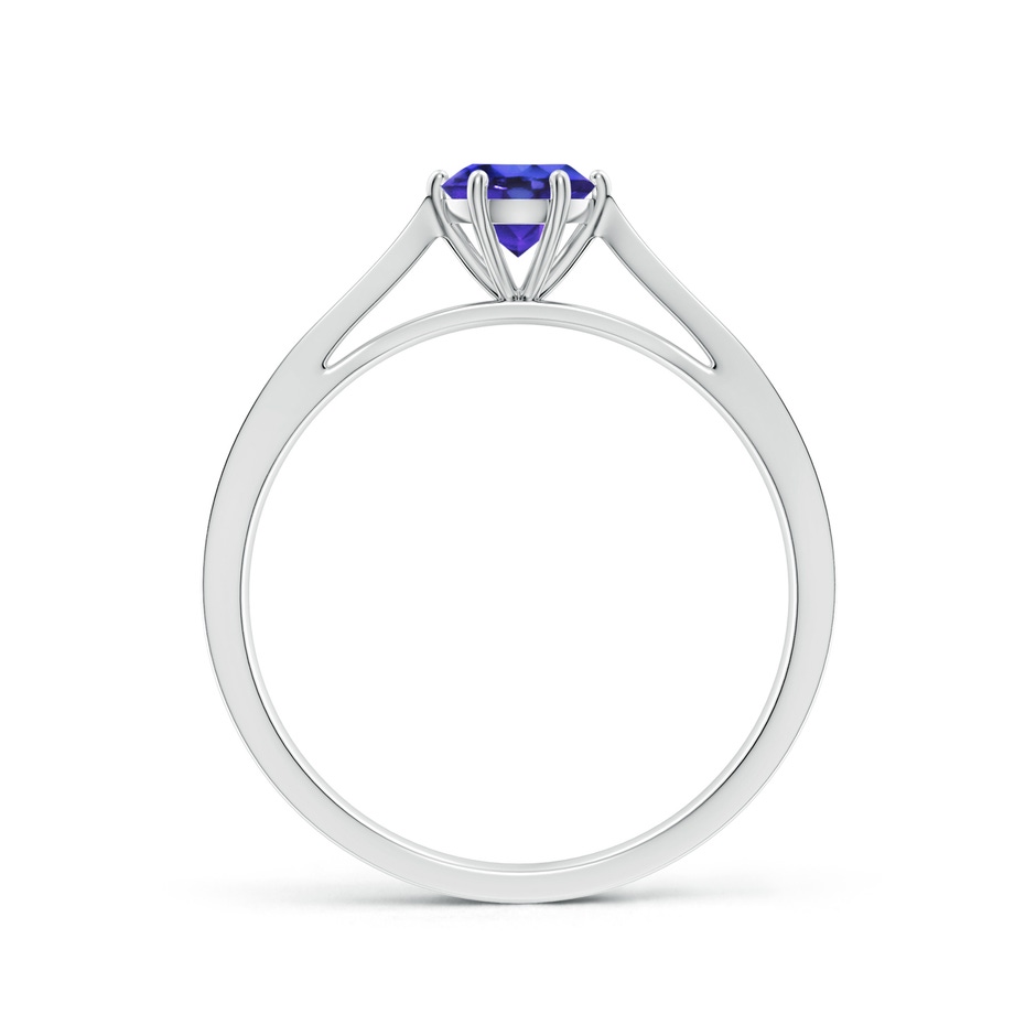 5mm AAAA Tapered Shank Tanzanite Solitaire Ring with Diamonds in White Gold side-1