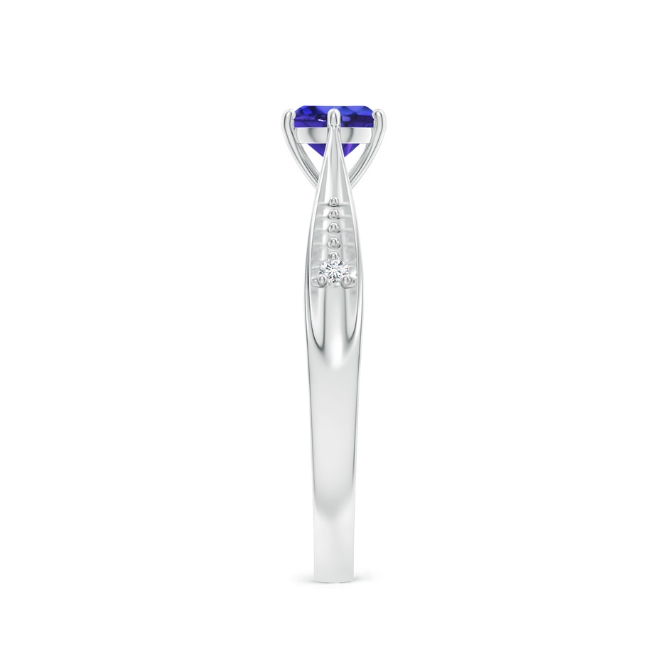 5mm AAAA Tapered Shank Tanzanite Solitaire Ring with Diamonds in White Gold side-2