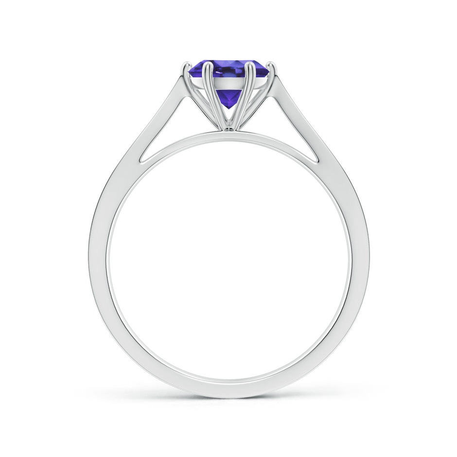 6mm AA Tapered Shank Tanzanite Solitaire Ring with Diamonds in White Gold side-1