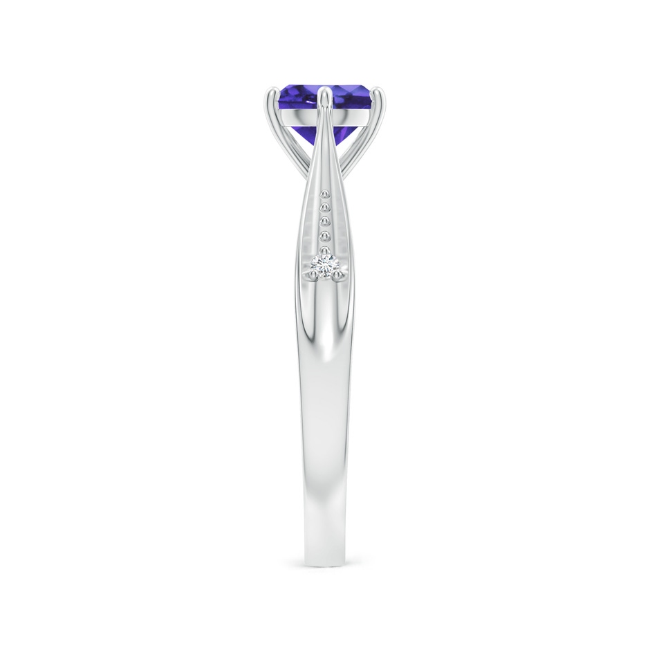 6mm AA Tapered Shank Tanzanite Solitaire Ring with Diamonds in White Gold side-2