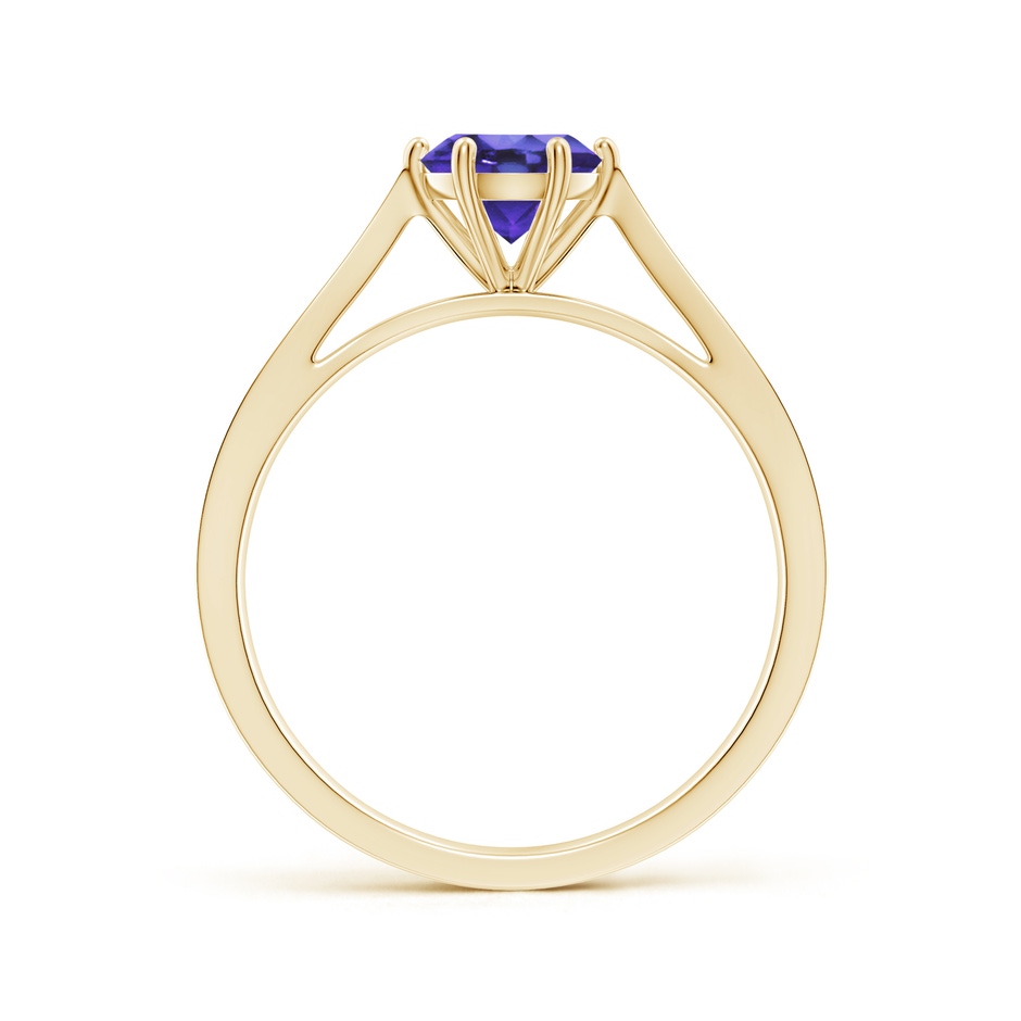 6mm AA Tapered Shank Tanzanite Solitaire Ring with Diamonds in Yellow Gold side-1