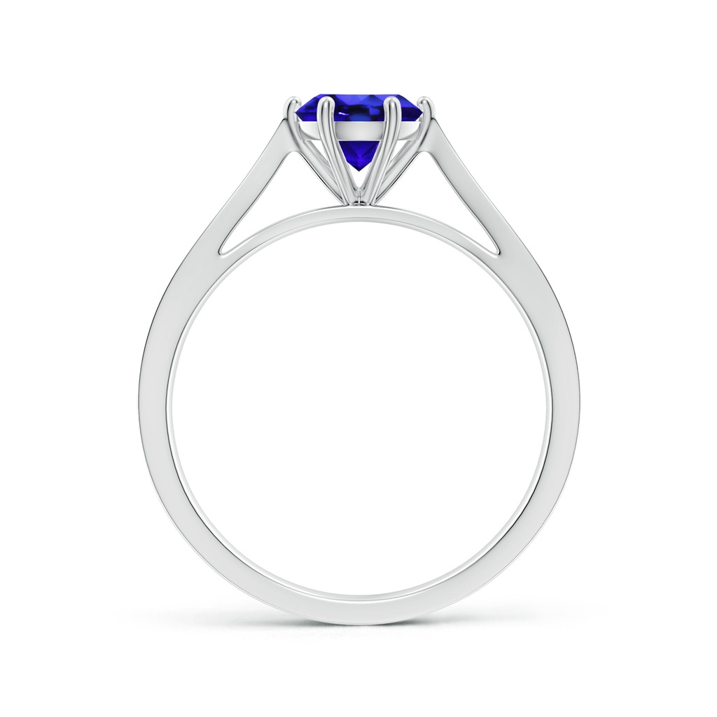 6mm AAA Tapered Shank Tanzanite Solitaire Ring with Diamonds in White Gold Side-1