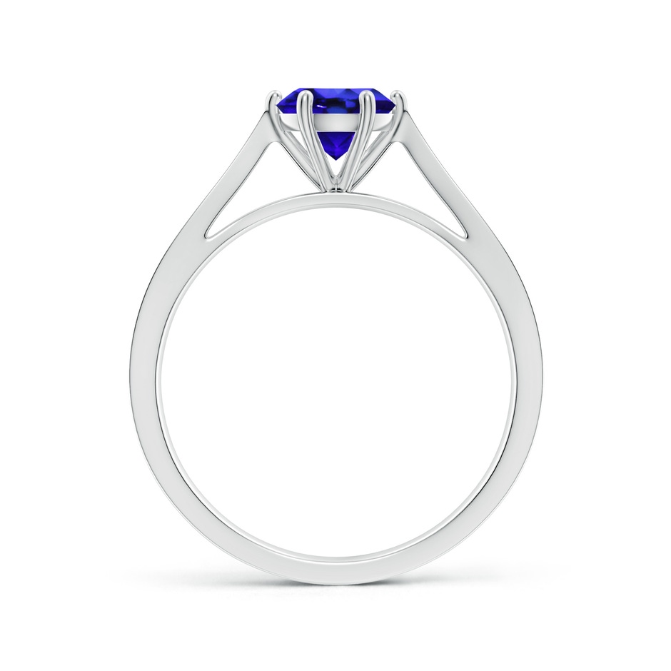 6mm AAA Tapered Shank Tanzanite Solitaire Ring with Diamonds in White Gold side-1