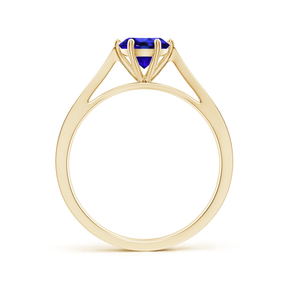6mm AAA Tapered Shank Tanzanite Solitaire Ring with Diamonds in Yellow Gold side-1