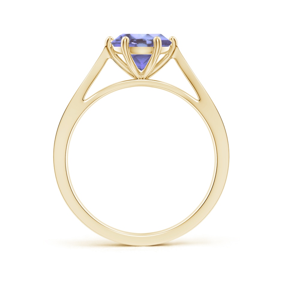 7mm A Tapered Shank Tanzanite Solitaire Ring with Diamonds in 9K Yellow Gold product image
