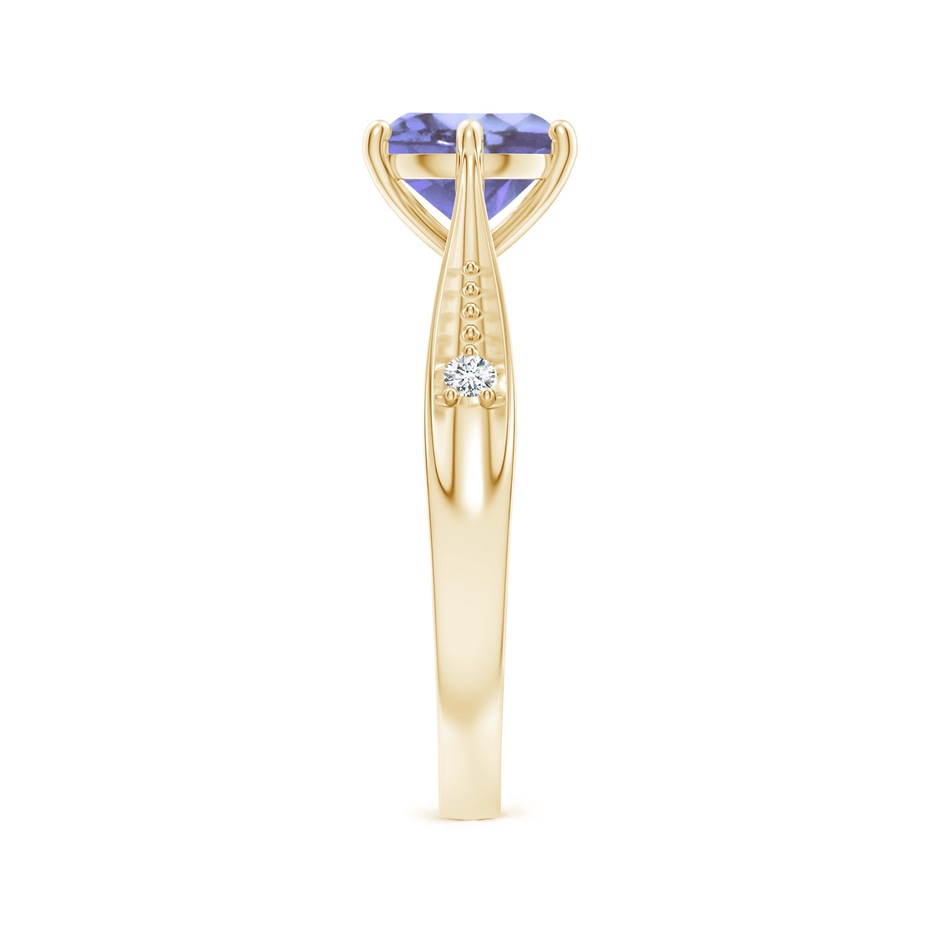 7mm A Tapered Shank Tanzanite Solitaire Ring with Diamonds in 9K Yellow Gold product image