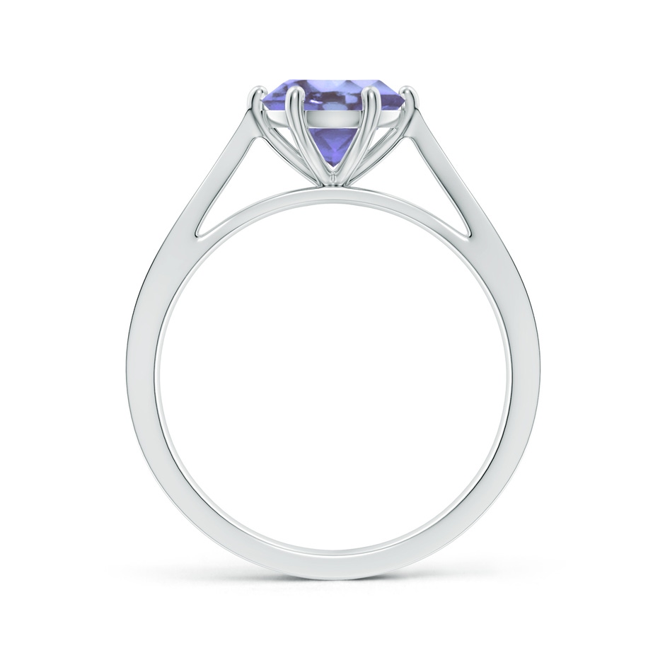 7mm A Tapered Shank Tanzanite Solitaire Ring with Diamonds in White Gold side-1