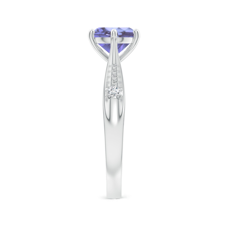 7mm A Tapered Shank Tanzanite Solitaire Ring with Diamonds in White Gold side-2