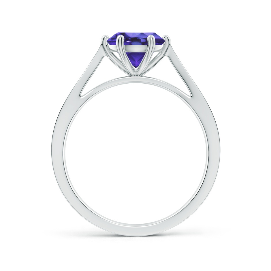 7mm AA Tapered Shank Tanzanite Solitaire Ring with Diamonds in White Gold side-1