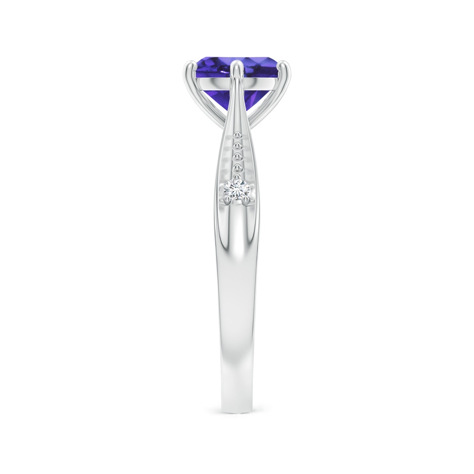 7mm AA Tapered Shank Tanzanite Solitaire Ring with Diamonds in White Gold side-2