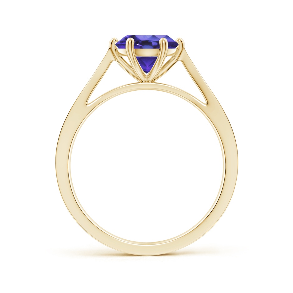 7mm AA Tapered Shank Tanzanite Solitaire Ring with Diamonds in Yellow Gold side-1