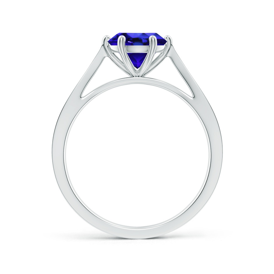 7mm AAA Tapered Shank Tanzanite Solitaire Ring with Diamonds in White Gold side-1