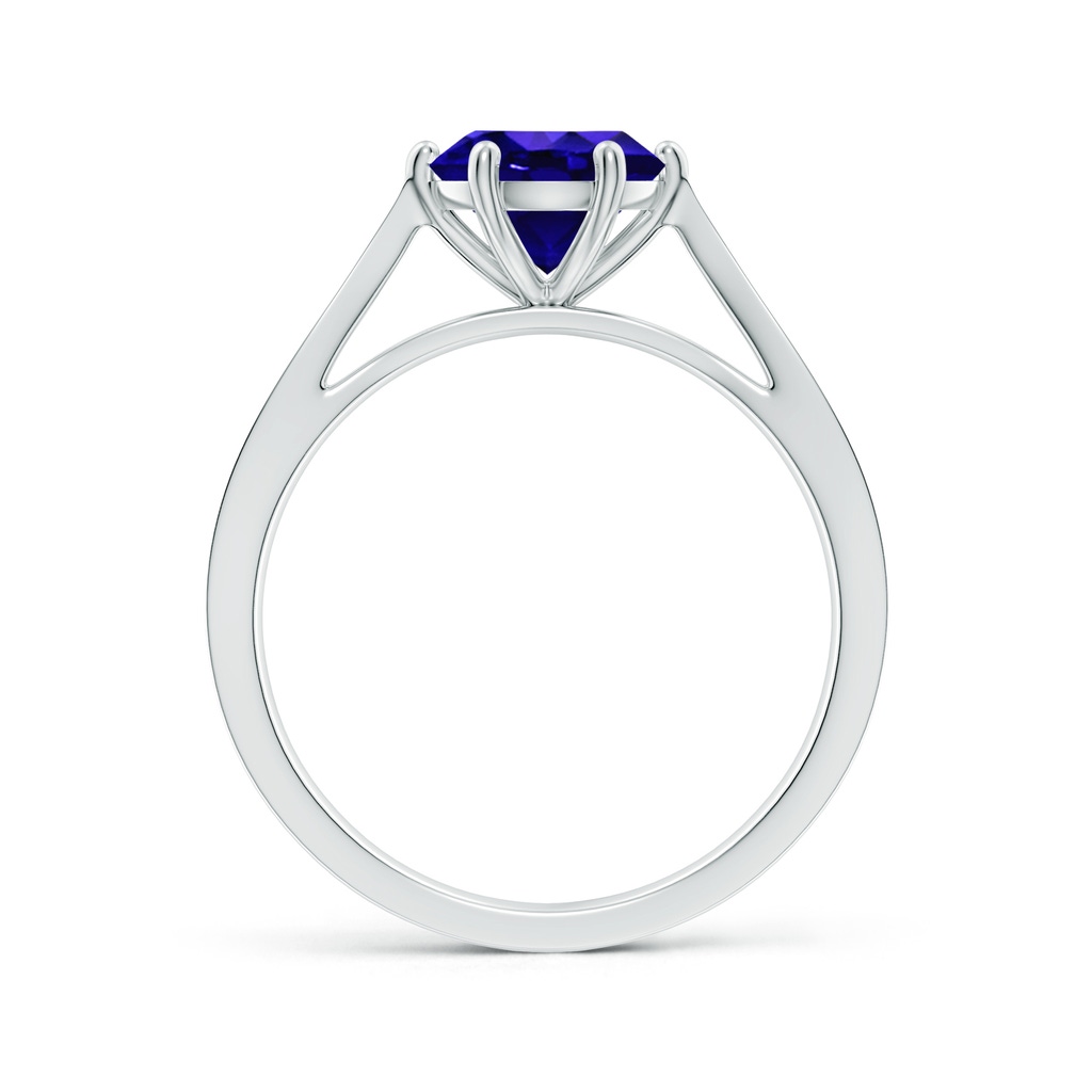 7mm AAAA Tapered Shank Tanzanite Solitaire Ring with Diamonds in P950 Platinum Side-1