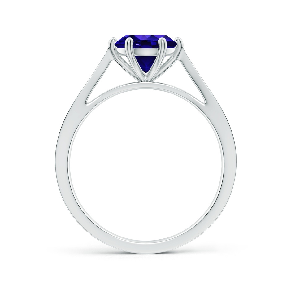 7mm AAAA Tapered Shank Tanzanite Solitaire Ring with Diamonds in White Gold side-1