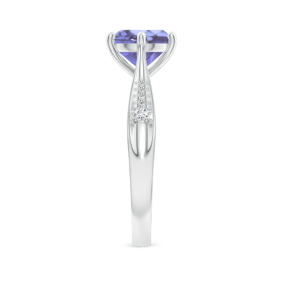 8mm A Tapered Shank Tanzanite Solitaire Ring with Diamonds in White Gold side-2