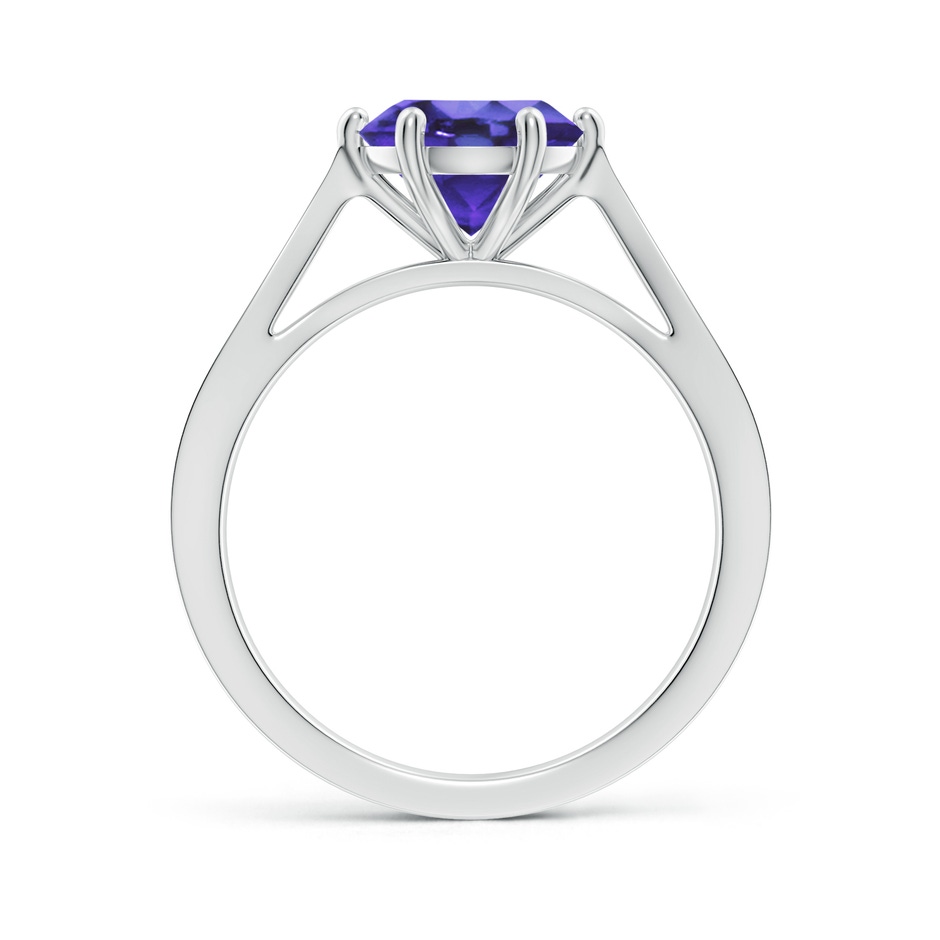 8mm AA Tapered Shank Tanzanite Solitaire Ring with Diamonds in White Gold side-1