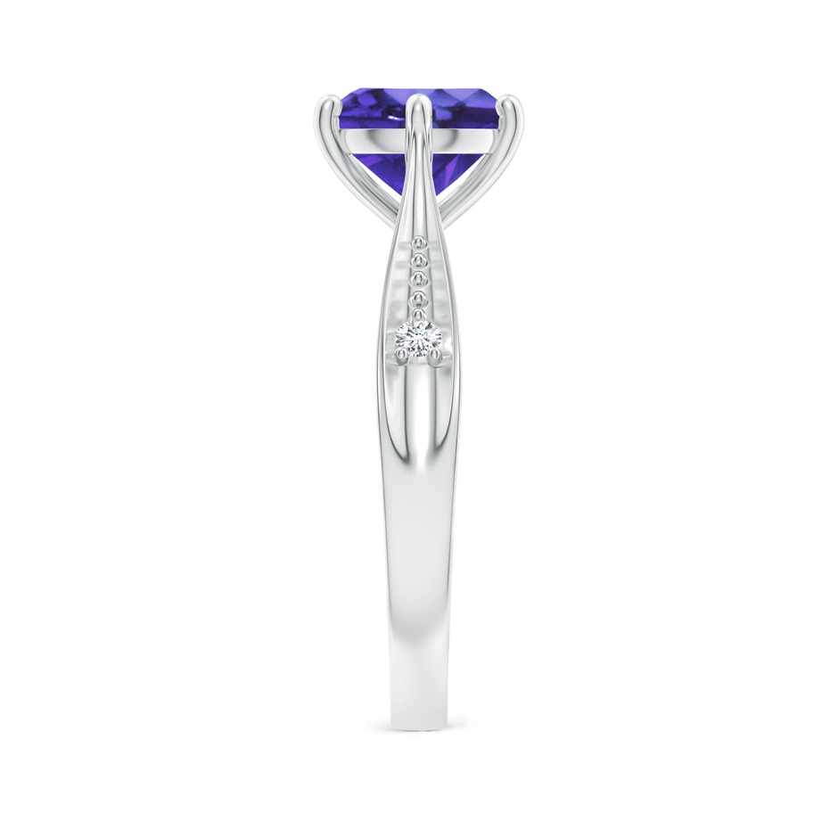 8mm AA Tapered Shank Tanzanite Solitaire Ring with Diamonds in White Gold side-2