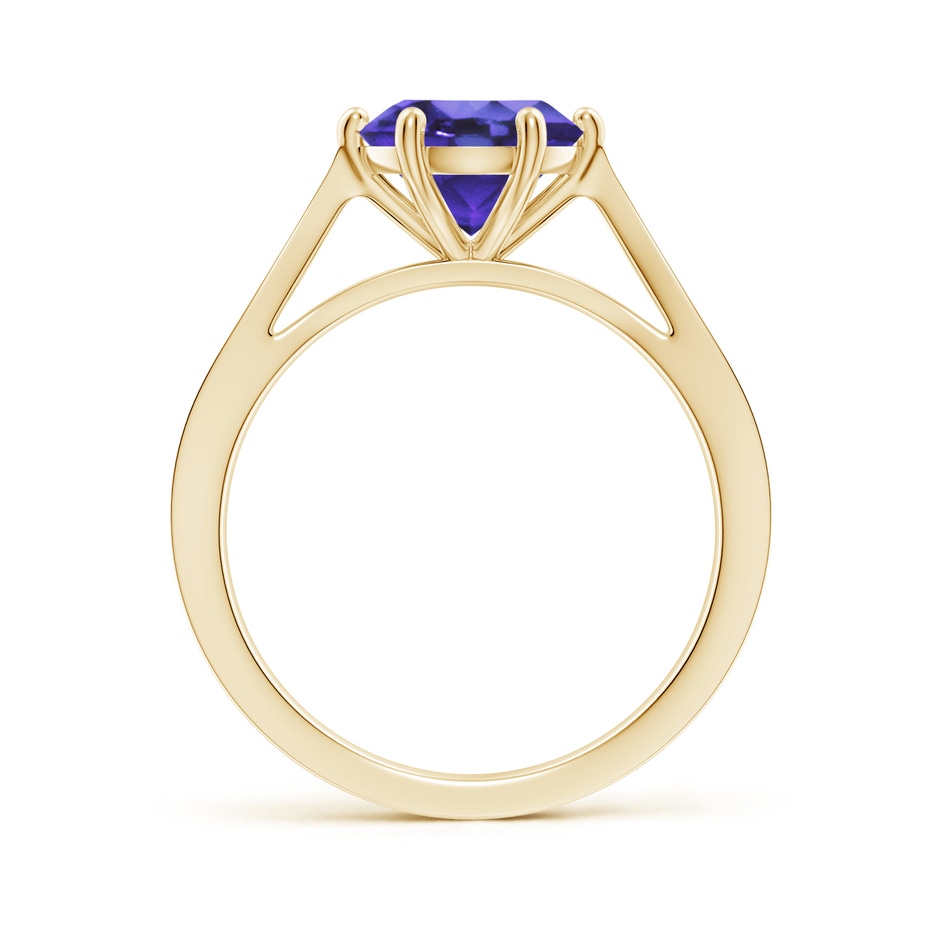 8mm AA Tapered Shank Tanzanite Solitaire Ring with Diamonds in Yellow Gold side-1
