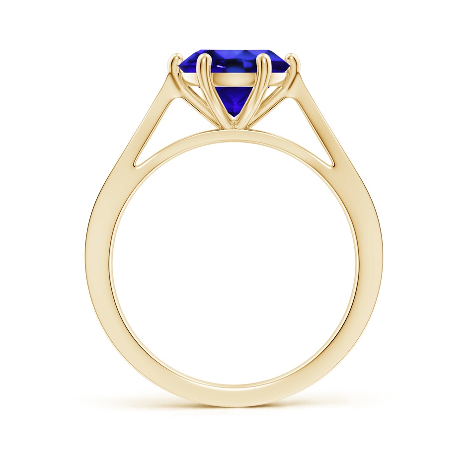 8mm AAA Tapered Shank Tanzanite Solitaire Ring with Diamonds in Yellow Gold side-1