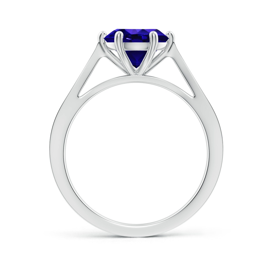 8mm AAAA Tapered Shank Tanzanite Solitaire Ring with Diamonds in White Gold side-1