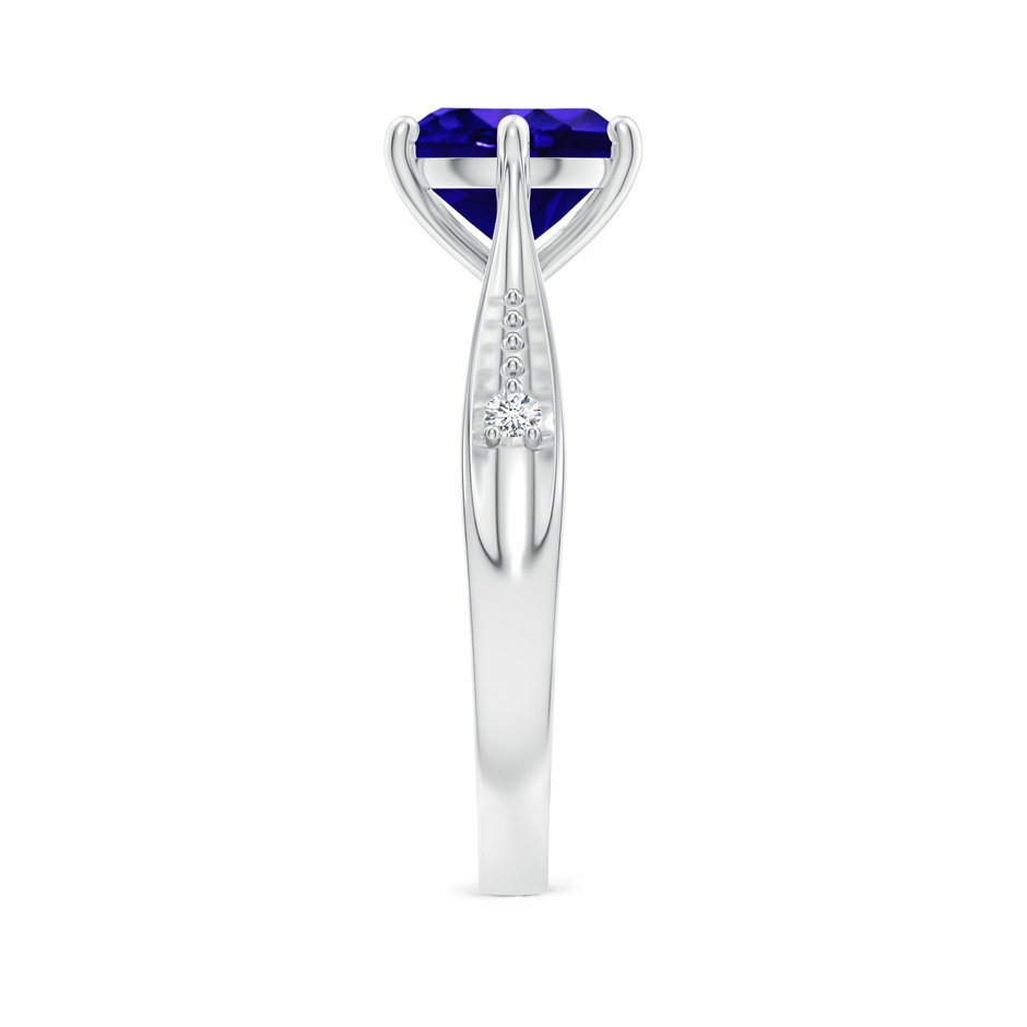 8mm AAAA Tapered Shank Tanzanite Solitaire Ring with Diamonds in White Gold side-2
