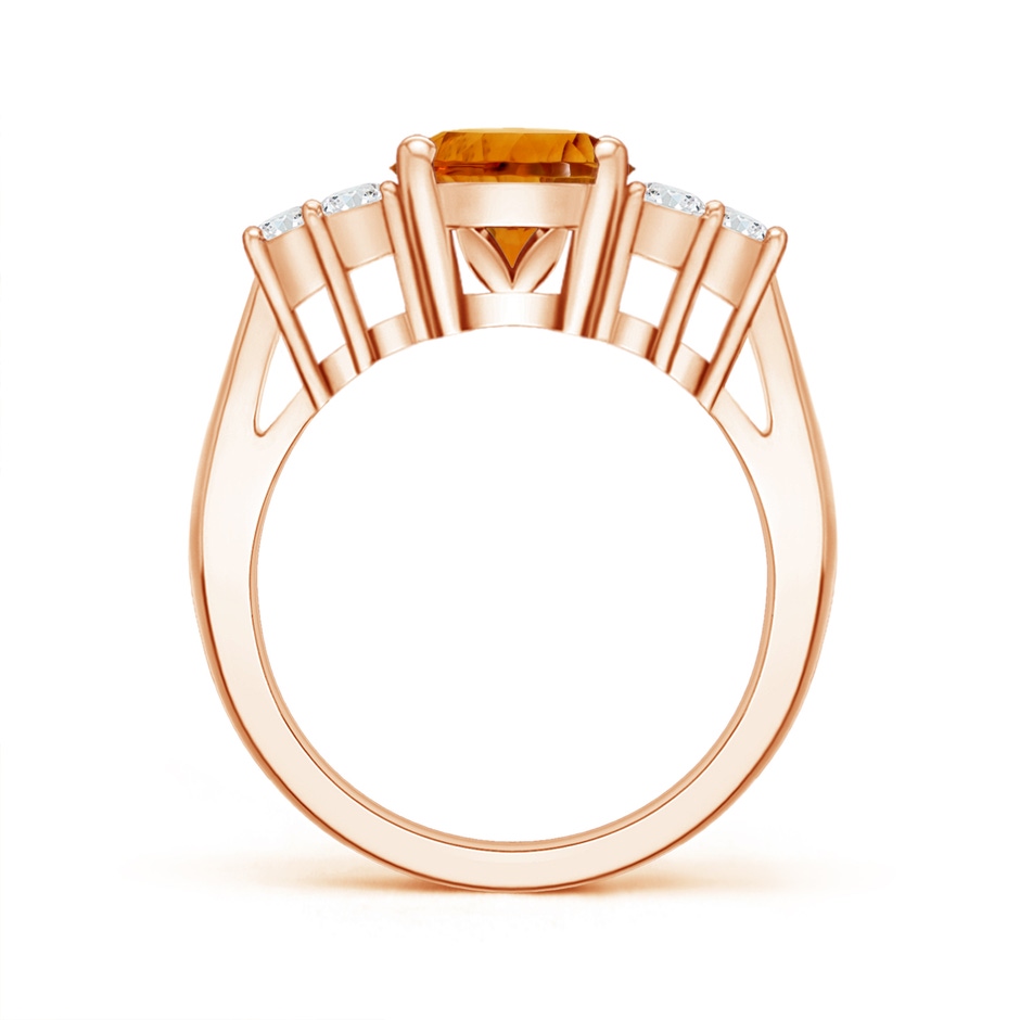 14.15x10.16x7.02mm AAAA Oval CItrine Ring with Trio Diamonds in Rose Gold Side 199