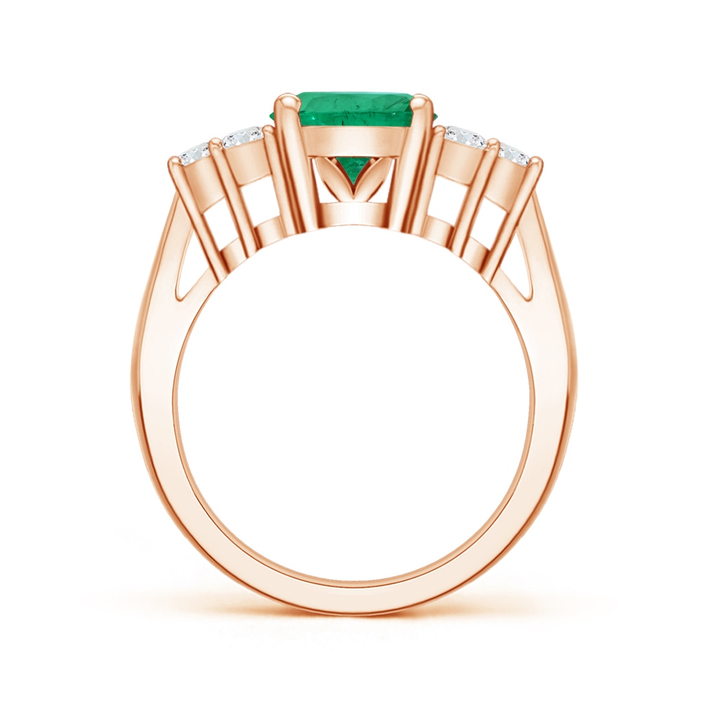 12.26x8.86x5.36mm AA GIA Certified Oval Emerald Ring with Trio Diamonds in Rose Gold Side 199