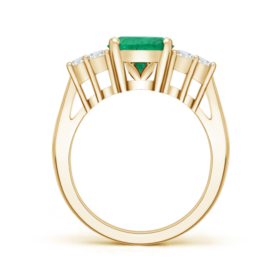 12.26x8.86x5.36mm AA GIA Certified Oval Emerald Ring with Trio Diamonds in Yellow Gold side 199