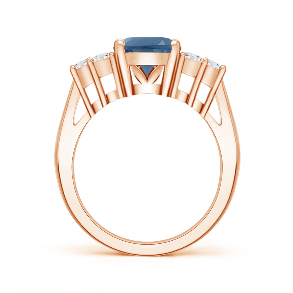 10x8mm A Oval London Blue Topaz Cocktail Ring with Trio Diamonds in Rose Gold product image