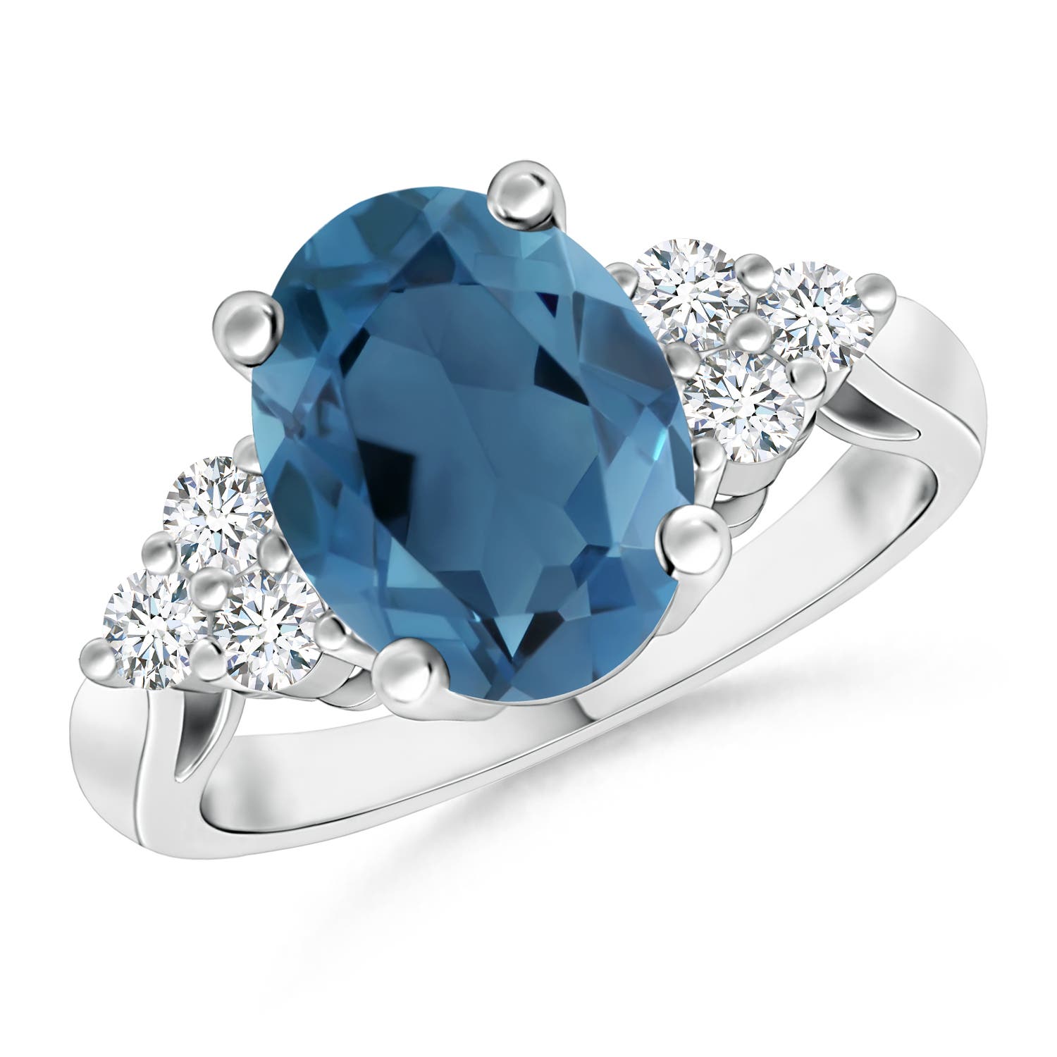 A - London Blue Topaz / 3.51 CT / 14 KT White Gold