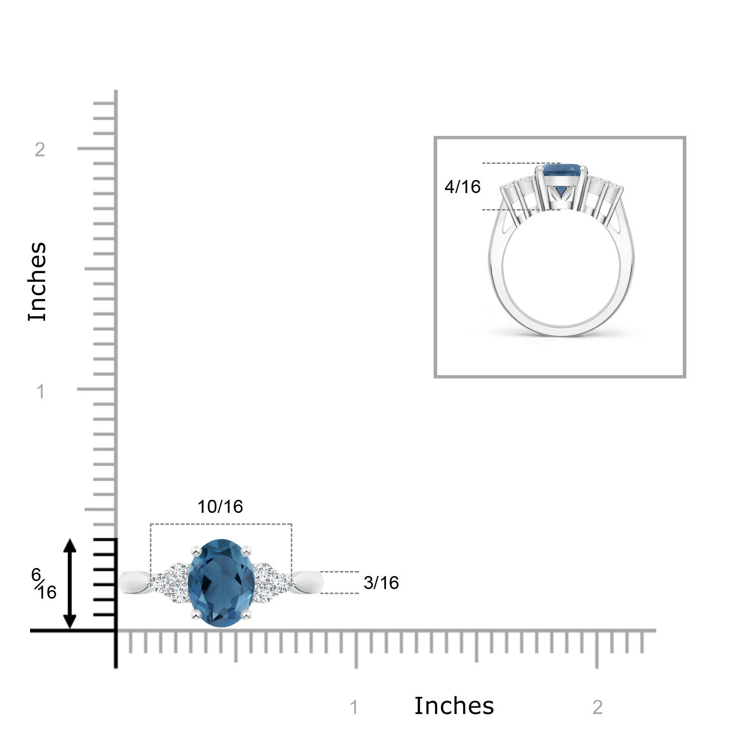 A - London Blue Topaz / 3.51 CT / 14 KT White Gold