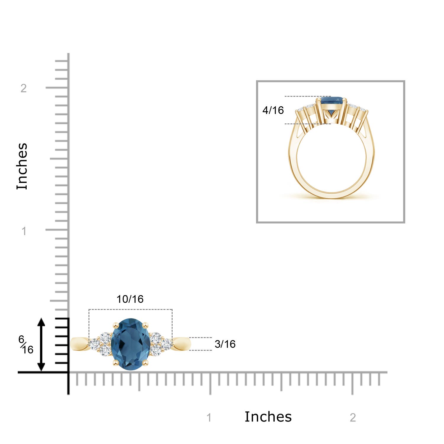 A - London Blue Topaz / 3.51 CT / 14 KT Yellow Gold