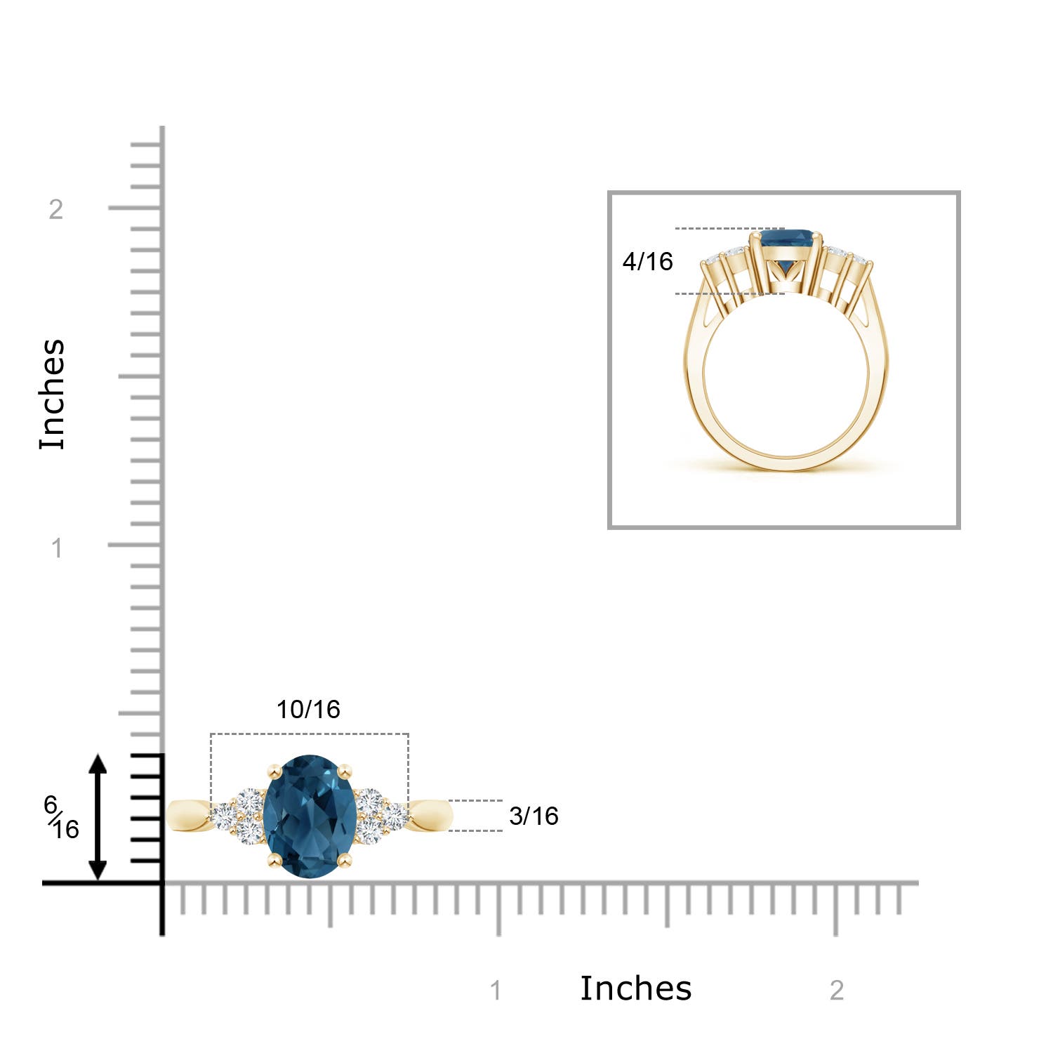 AA - London Blue Topaz / 3.51 CT / 14 KT Yellow Gold