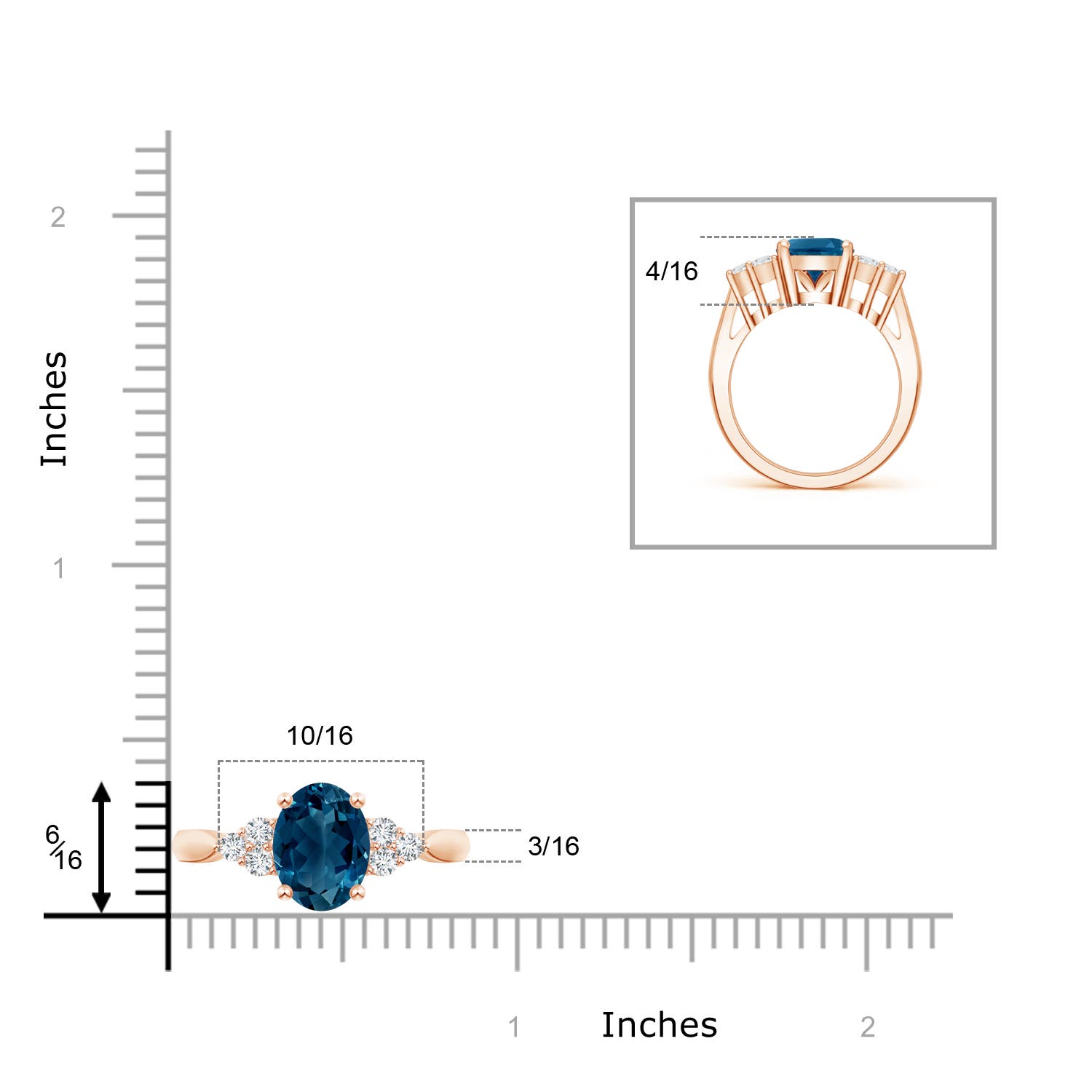 AAAA - London Blue Topaz / 3.51 CT / 14 KT Rose Gold