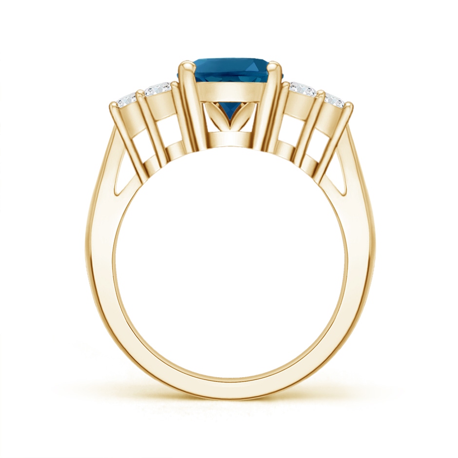 10x8mm AAAA Oval London Blue Topaz Cocktail Ring with Trio Diamonds in Yellow Gold product image