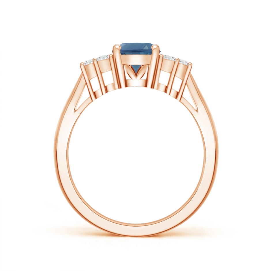 8x6mm A Oval London Blue Topaz Cocktail Ring with Trio Diamonds in Rose Gold product image