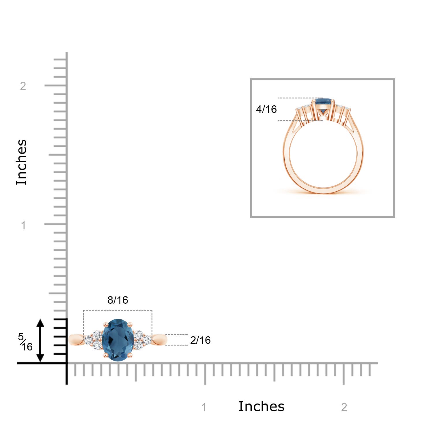 A - London Blue Topaz / 1.65 CT / 14 KT Rose Gold