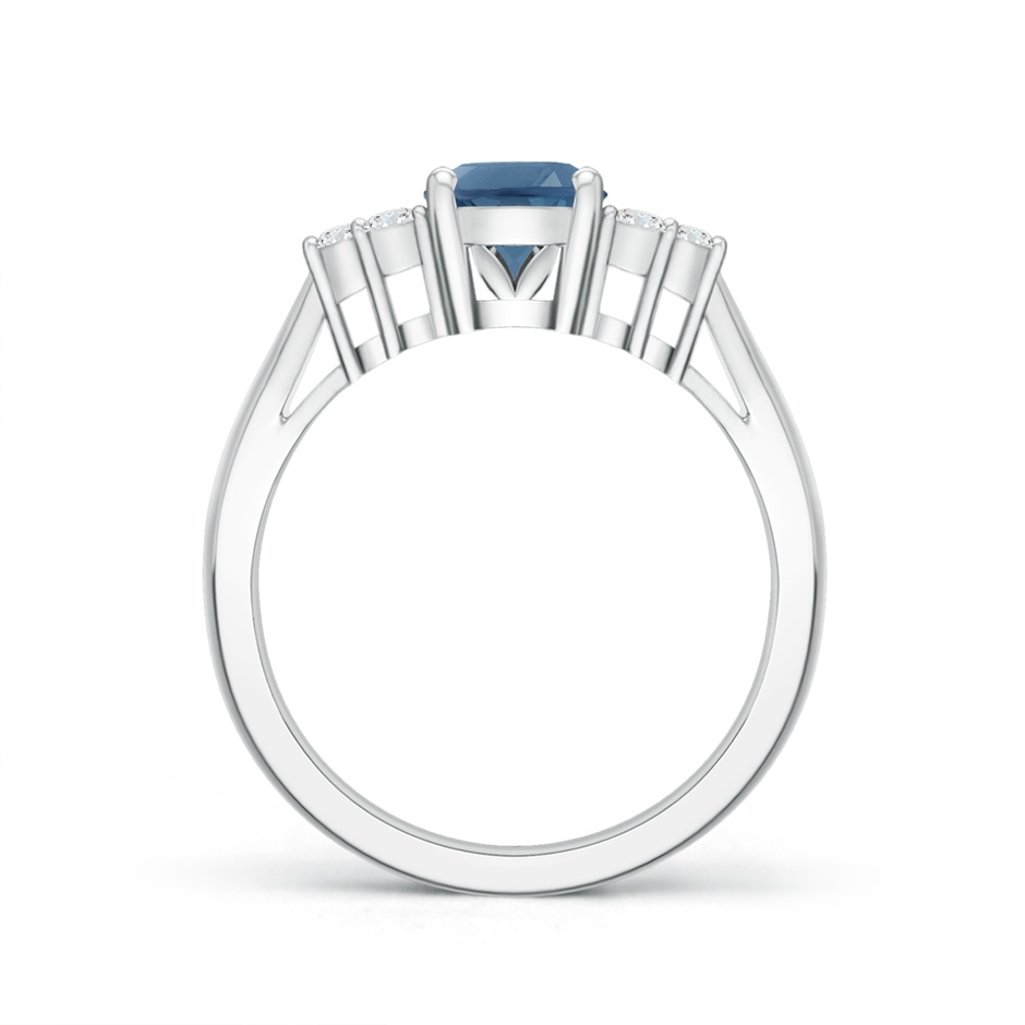 8x6mm A Oval London Blue Topaz Cocktail Ring with Trio Diamonds in White Gold product image