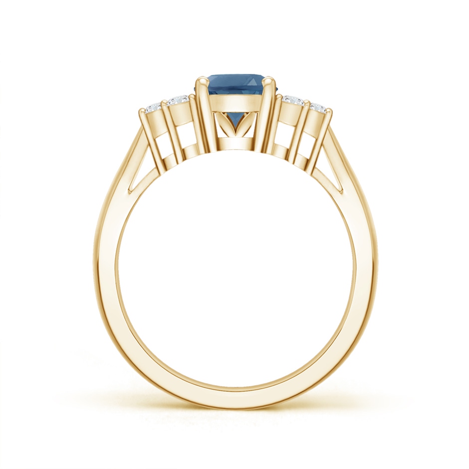 8x6mm A Oval London Blue Topaz Cocktail Ring with Trio Diamonds in Yellow Gold product image