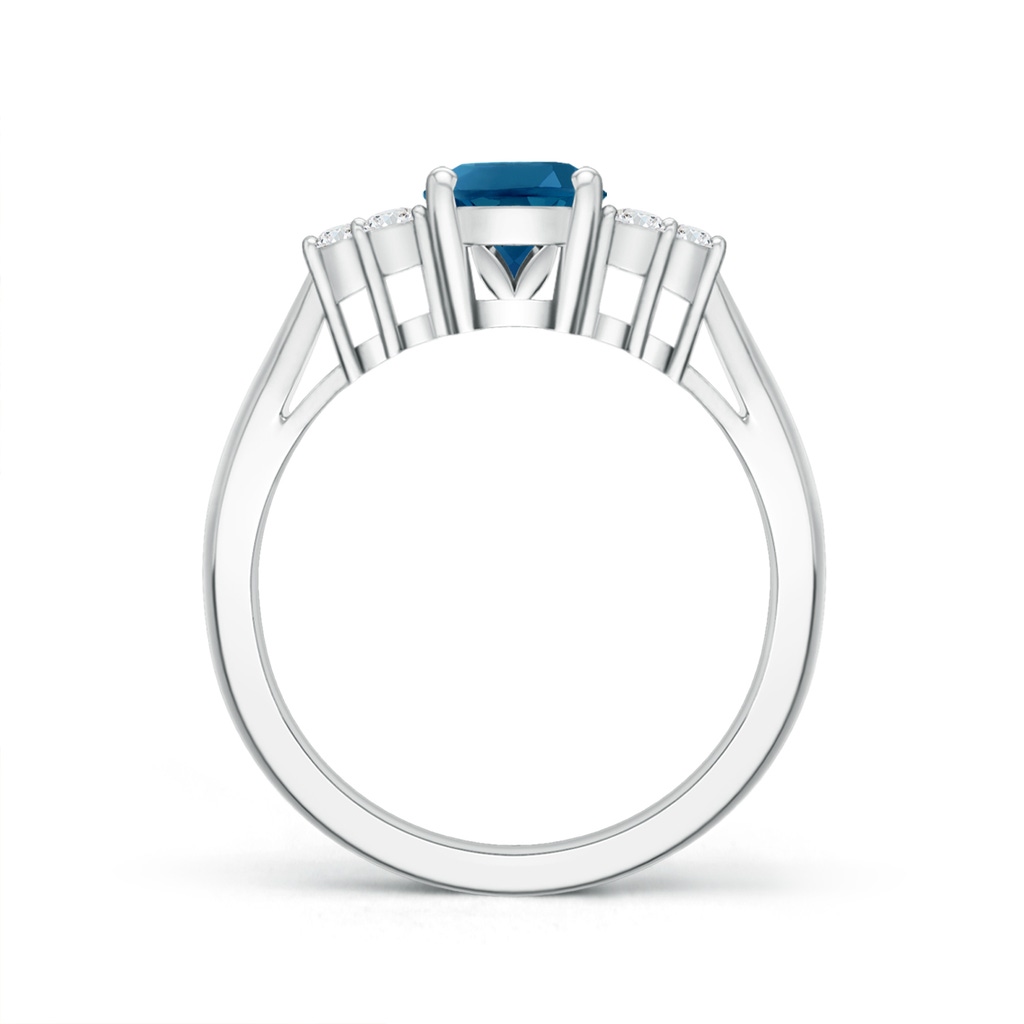8x6mm AAAA Oval London Blue Topaz Cocktail Ring with Trio Diamonds in P950 Platinum Product Image